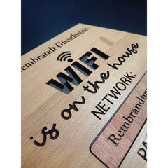 Personalised Wifi Sign Made From Bamboo Stand Up Password Sign For Business - Small Business Sign For Hotel, Beauty Business, Restaurant