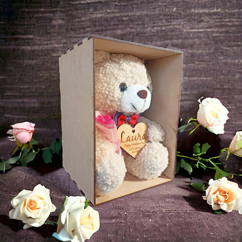 Valentine's Gift - Teddy Bear with Personalized Bamboo Heart